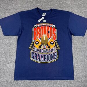 Vintage Starter Denver Broncos T-Shirt Mens Large Blue Super Bowl Champions NWT